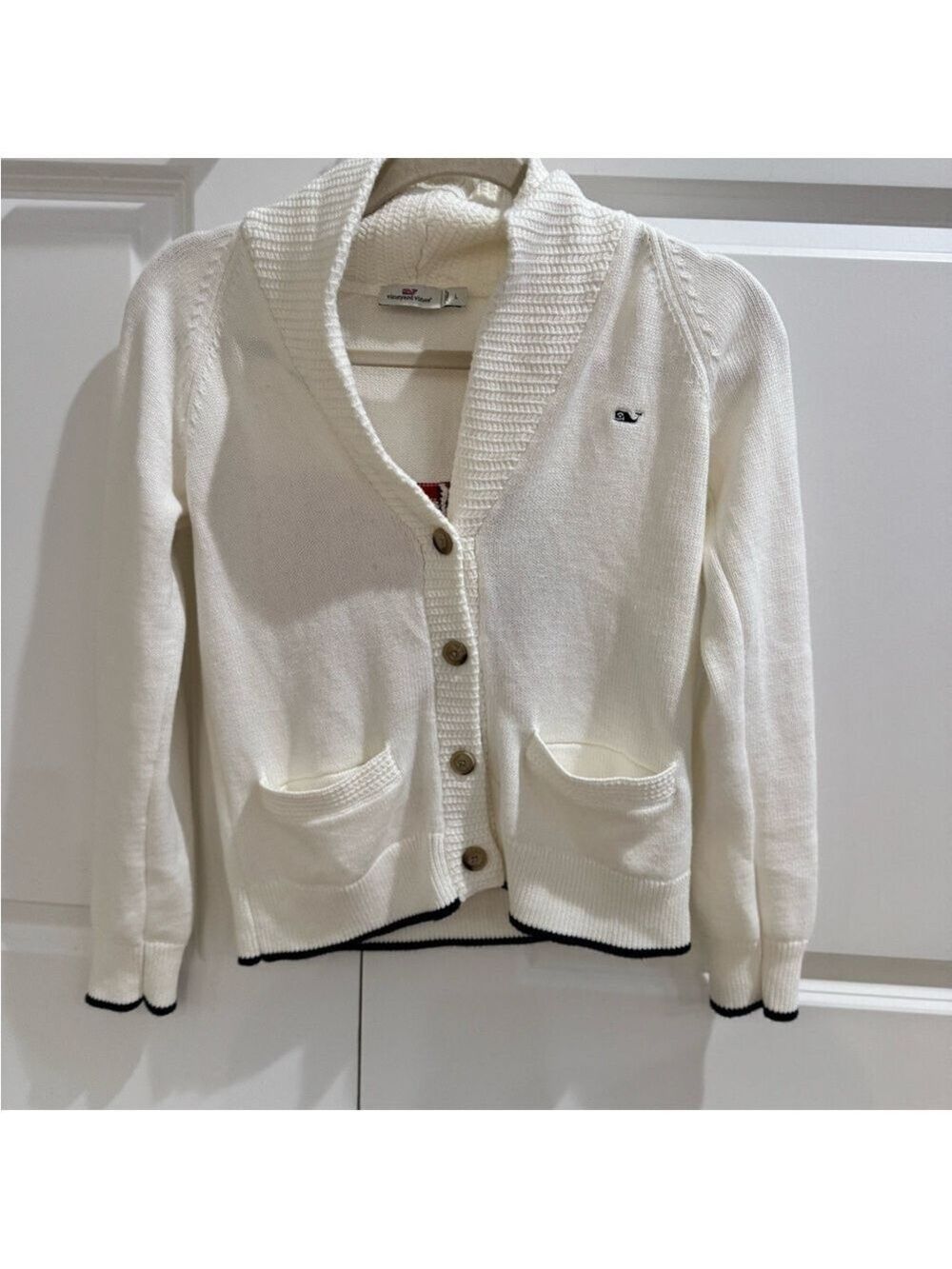 Vineyard Vines White Button-Up Sweater